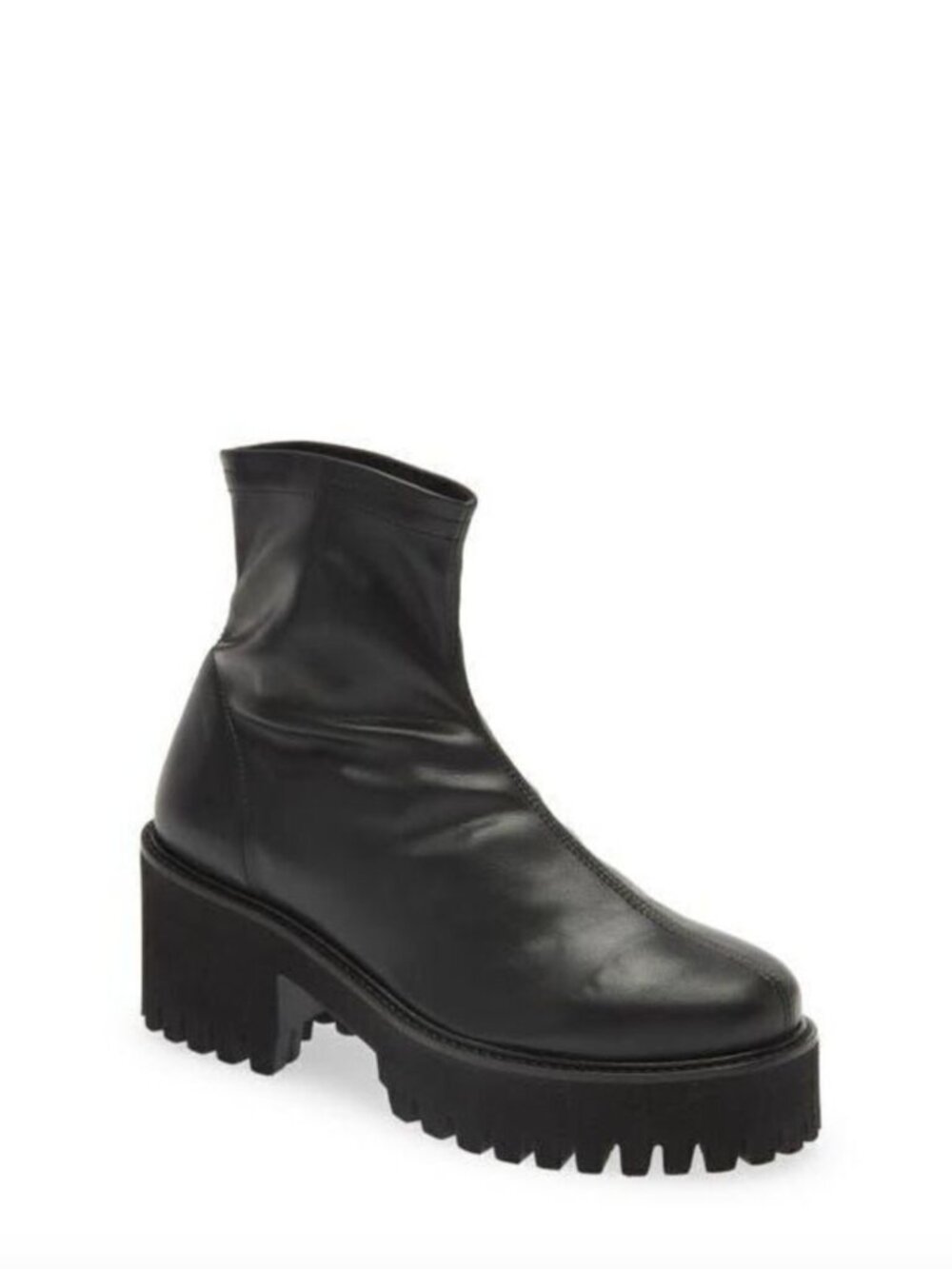 Frame Women's Le Croyden Leather Lug Sole Platform Ankle Bootie Black